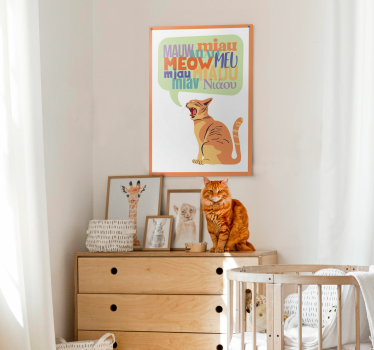 Katten miauwen poster kinderkamer - TenStickers