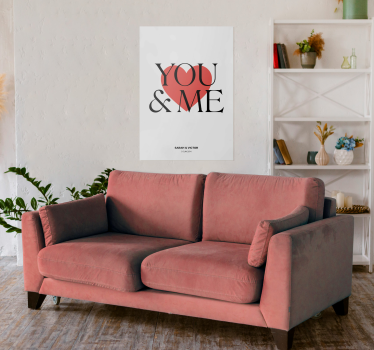 Jij en ik liefde poster naam en datum - TenStickers