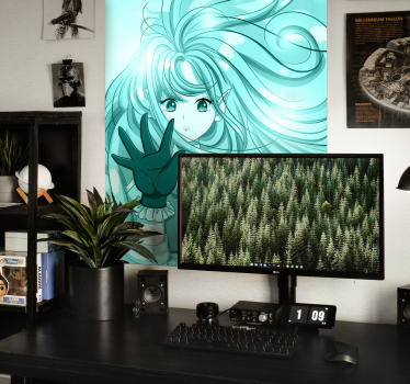 Blauw anime meisje poster - TenStickers