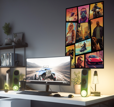 Avontuurlijke actie game collage poster - TenStickers
