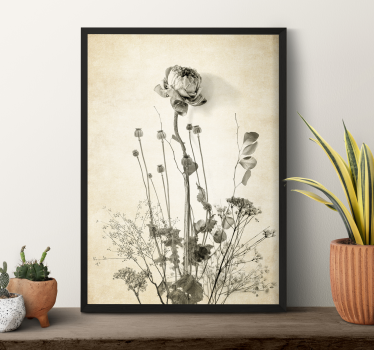Boeket bloemen beige achtergrond poster - TenStickers