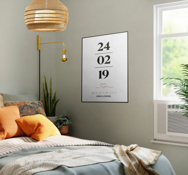 Coördinaten en datum poster liefde koppels - TenStickers