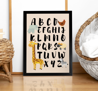 Dieren die met het alfabet spelen poster kinderkamer - TenStickers