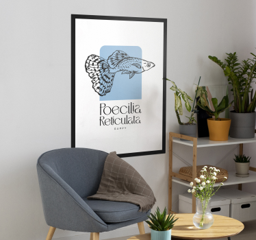 Guppy vis poster met aanpasbare naam - TenStickers