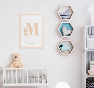 Initiaal aanpasbaar geboorte baby poster - TenStickers