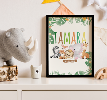 Jungle dieren gepersonaliseerd poster kinderkamer - TenStickers
