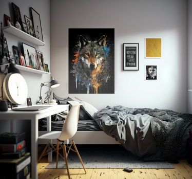 Kleurrijke Wolf Schildering Poster - TenStickers
