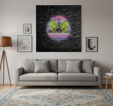 Landen poster california strand neon tekst - TenStickers