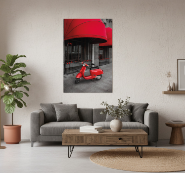 Landen poster geparkeerde rode italiaanse scooter - TenStickers