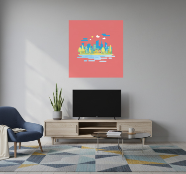 Landen poster modern stedelijk landschap - TenStickers