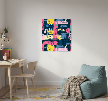 Mooie poster woonkamer abstracte kleuren - TenStickers