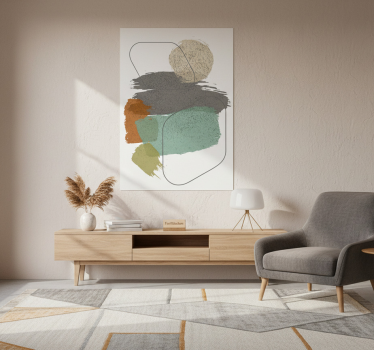 Mooie poster woonkamer abstracte penseelstreken - TenStickers
