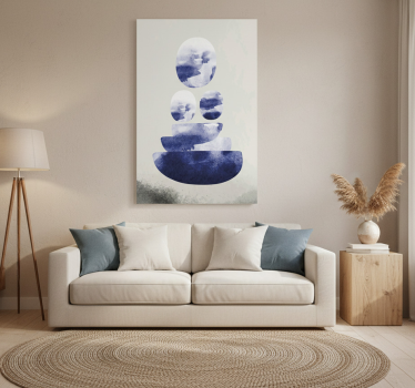 Mooie poster woonkamer blauwe balansvormen - TenStickers