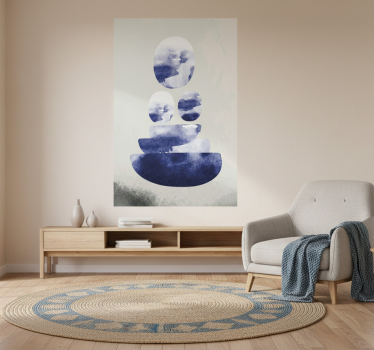Mooie poster woonkamer blauwe vorm - TenStickers