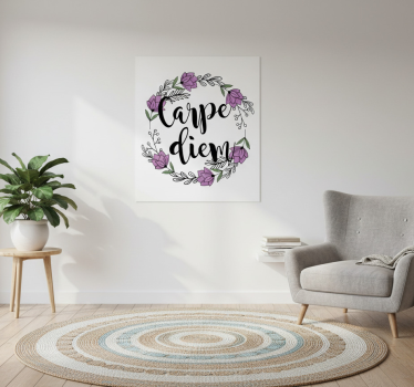 Mooie poster woonkamer carpe diem kleurrijk bloemenpatroon - TenStickers