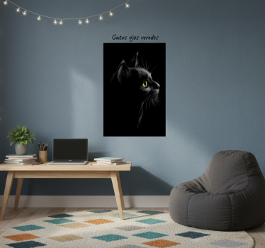 Mooie poster woonkamer gaten met groene ogen - TenStickers