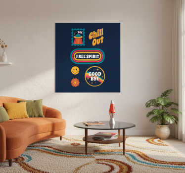 Mooie poster woonkamer jaren 70 plezier en ontspanning - TenStickers