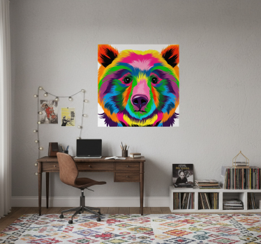 Mooie poster woonkamer kleurige beer - TenStickers