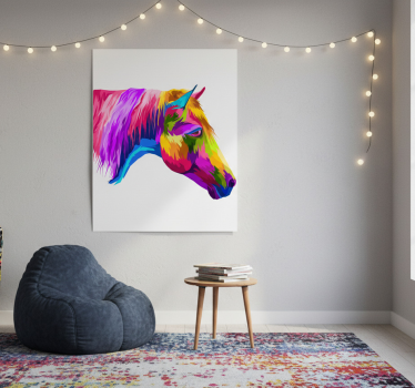 Mooie poster woonkamer kleurrijke paarden - TenStickers