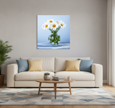 Mooie poster woonkamer madeliefjes in glazen potten - TenStickers