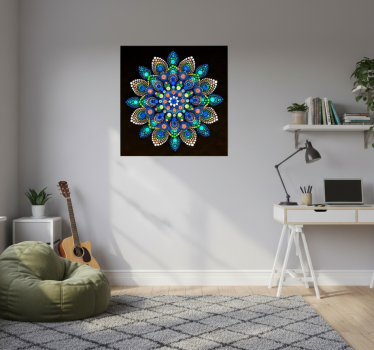 Mooie poster woonkamer mandala kleurrijke stippen - TenStickers