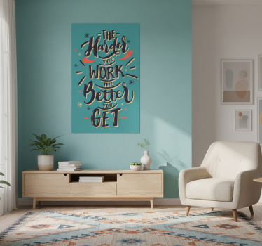 Mooie poster woonkamer met de quote hard work - TenStickers