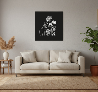 Mooie poster woonkamer minimalistisch vrouwen bloemenontwerp - TenStickers