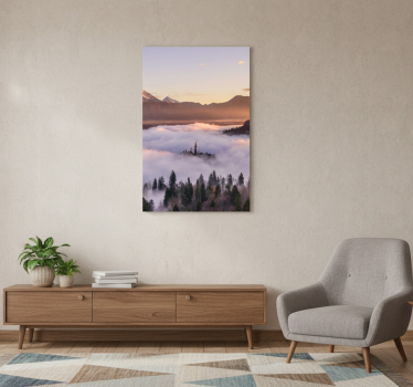Mooie poster woonkamer mistig kasteel in polen - TenStickers