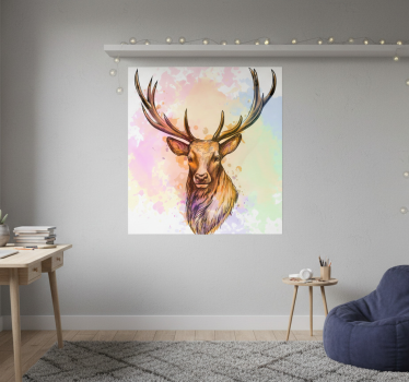 Mooie poster woonkamer paint splash hert - TenStickers