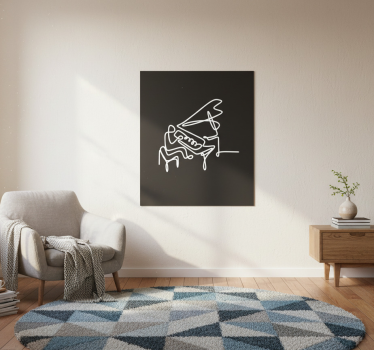 Mooie poster woonkamer pianist lijntekening schattig ontwerp - TenStickers