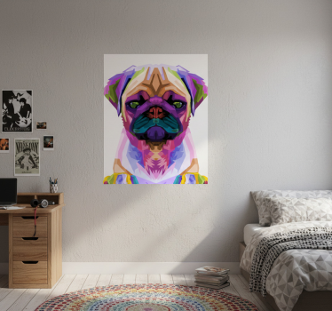 Mooie poster woonkamer pop art mopshond - TenStickers
