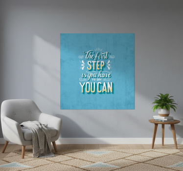 Mooie poster woonkamer quote de eerste stap - TenStickers