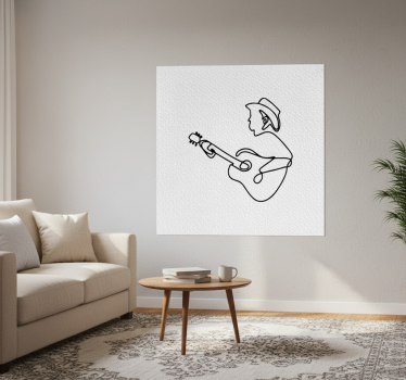 Mooie poster woonkamer schattig minimalistisch gitarist - TenStickers