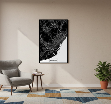Mooie poster woonkamer topografische kaart barcelona - TenStickers