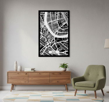 Mooie poster woonkamer topografische kaart basel - TenStickers