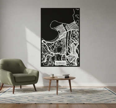 Mooie poster woonkamer topografische kaart san sebastián - TenStickers