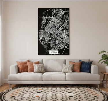Mooie poster woonkamer topografische kaart sevilla - TenStickers