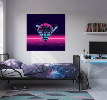 Mooie poster woonkamer vaporwave stijl palmboom - TenStickers