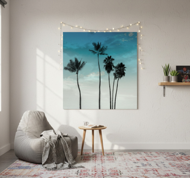 Mooie poster woonkamer vijf lange palmboom ontwerp - TenStickers