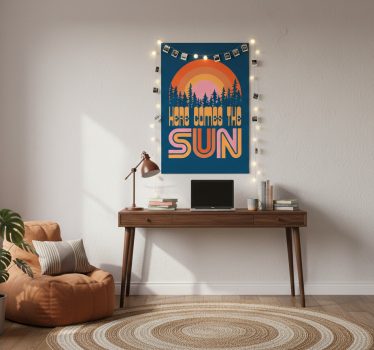 Mooie poster woonkamer vintage zon - TenStickers