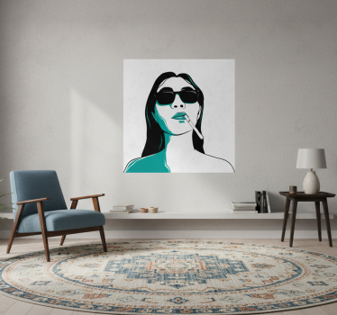 Mooie poster woonkamer vrouwengezicht rokend - TenStickers