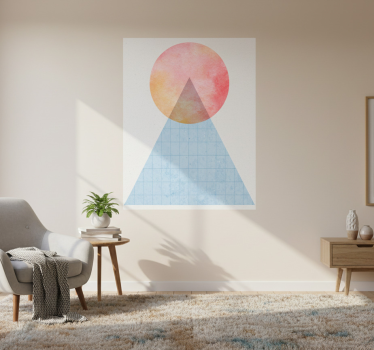 Mooie poster woonkamer zon en wandkunst driehoek - TenStickers