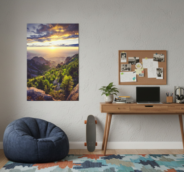 Mooie poster woonkamer zonsopgang op de berg - TenStickers
