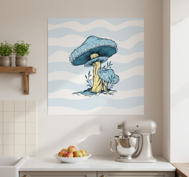 Poster keuken blauwe paddenstoel illustratie - TenStickers