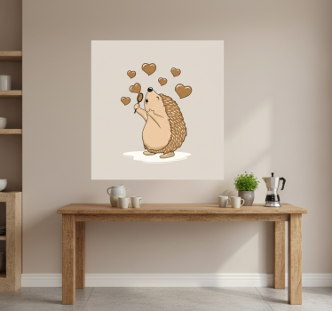 Poster keuken egel met liefdevolle hartjes - TenStickers