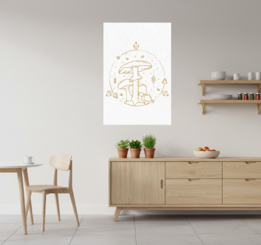 Poster keuken geometrisch paddenstoel monoline ontwerp - TenStickers