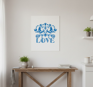 Poster keuken love sign van poolse bloemen - TenStickers