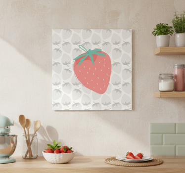 Poster keuken naadloos aardbeienpatroon pastel - TenStickers