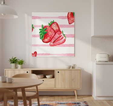 Poster keuken naadloze aardbeien op gestreepte achtergrond - TenStickers
