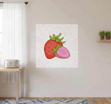 Poster keuken naadloze rode en roze aardbeien - TenStickers